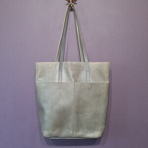ABLE Selam Olive Gray Leather Large Magazine Tote Purse